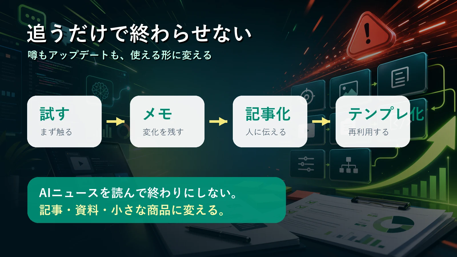 AIニュースを読んで終わらせず記事やテンプレに変える流れ