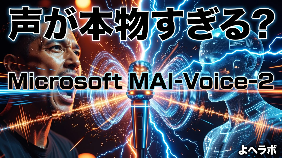 Microsoft MAI-Voice-2 2026 徹底解説:感情表現と15言語対応の新世代TTS|よへラボのアイキャッチ画像