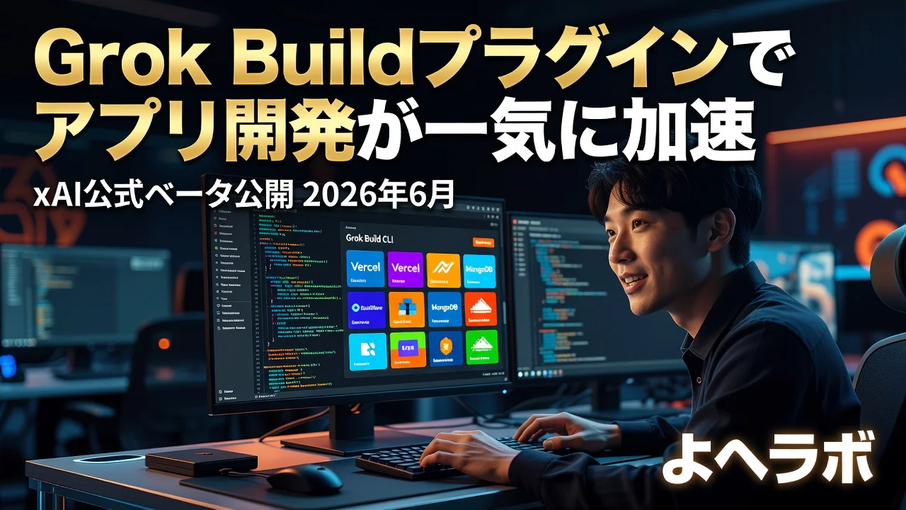 xAIがGrok Buildプラグインマーケットプレイスをベータ公開|よへラボのアイキャッチ画像
