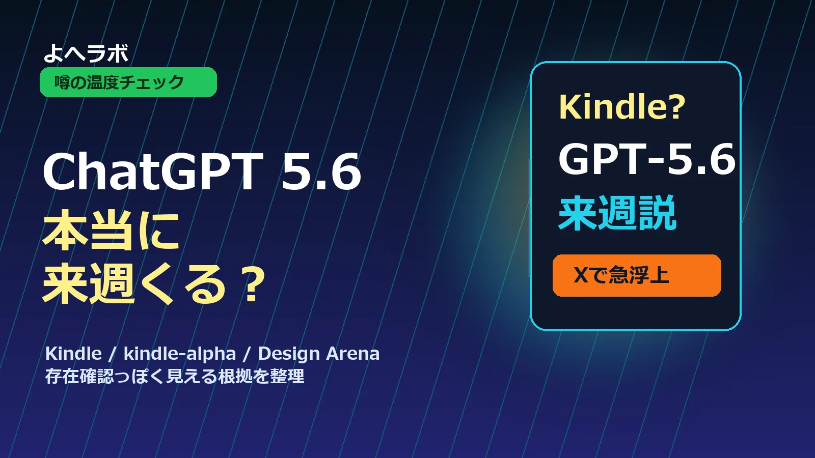ChatGPT 5.6は来週くる?Kindleで存在確認と見る噂を整理|よへラボのアイキャッチ画像