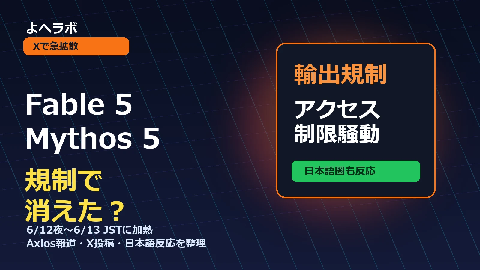 Fable 5とMythos 5に輸出規制?Xで広がるアクセス制限騒動|よへラボのアイキャッチ画像